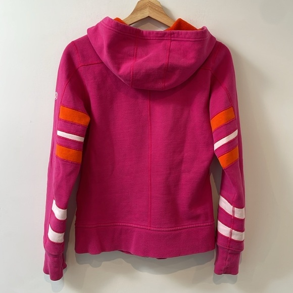 Lululemon Womens scuba hoodie US6 Pink Orange Stripes Zip Up Jacket vintage - Picture 4 of 12
